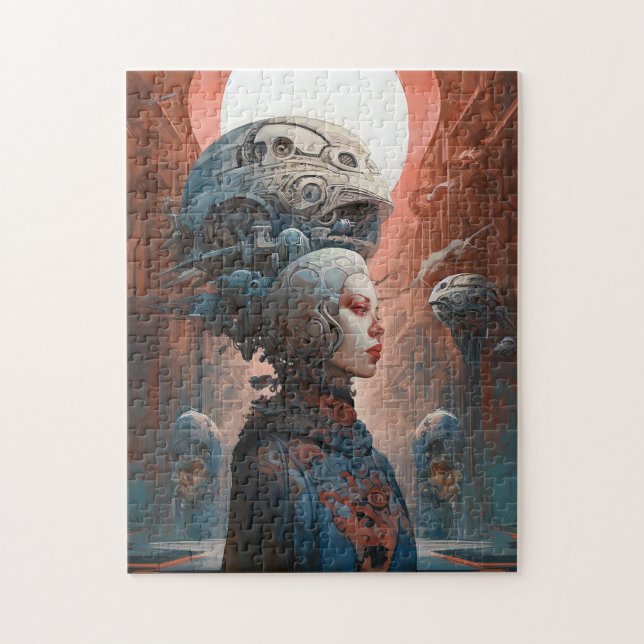 Biomechanical Head Surreal Sci-Fi Art Jigsaw Puzzle (Vertical)