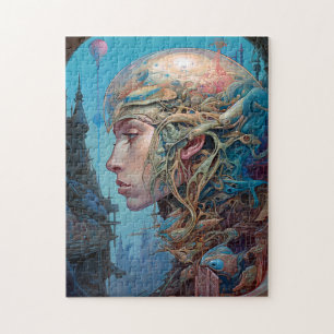 Biomechanical Head Surreal Sci-Fi Art Jigsaw Puzzle