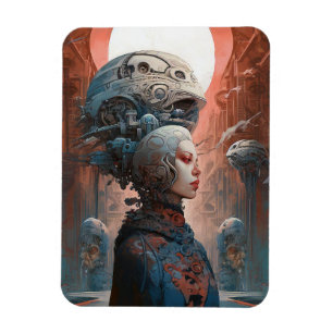 Biomechanical Head Surreal Sci-Fi Art Magnet