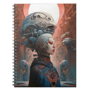 Biomechanical Head Surreal Sci-Fi Art Notebook
