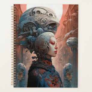 Biomechanical Head Surreal Sci-Fi Art Planner