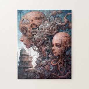 Biomechanical Heads Surreal Sci-Fi Art Jigsaw Puzzle