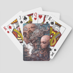 Biomechanical Heads Surreal Sci-Fi Art Playing Cards