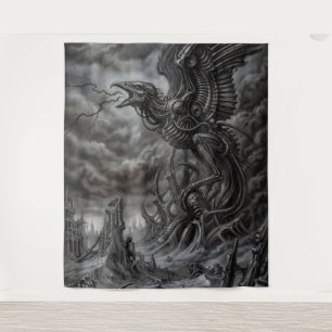 Biomechanical Thunderbird Summoning the Storm Tapestry