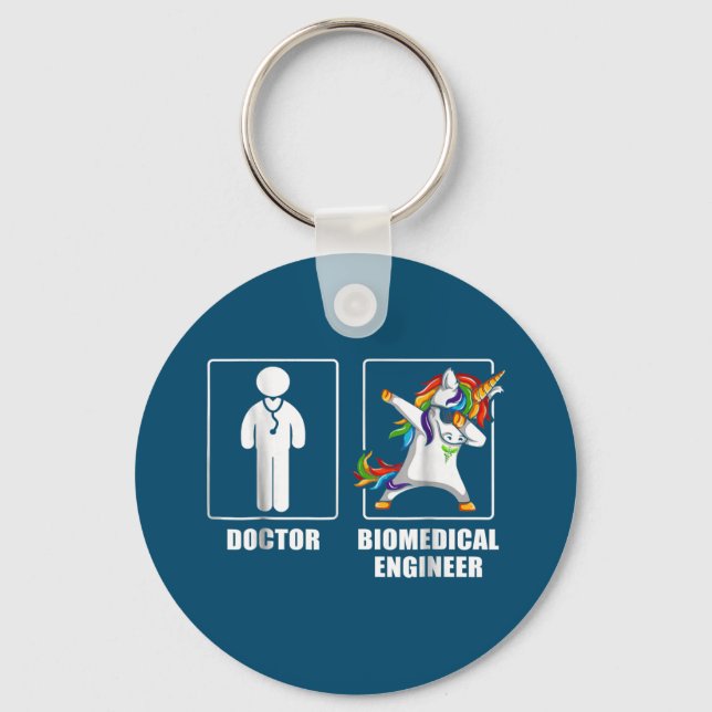 Biomedical Engineer Unicorn Dabbing Funny Lovers Key Ring (Front)