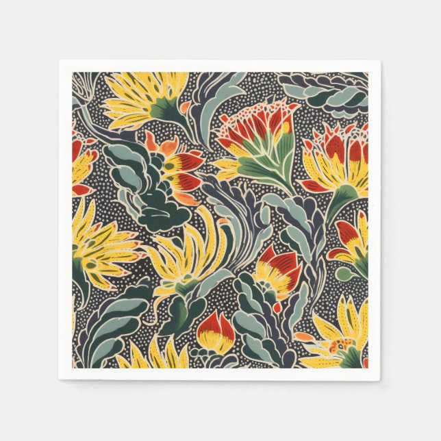 Biomorphic Natural Floral Print Napkin (Front)