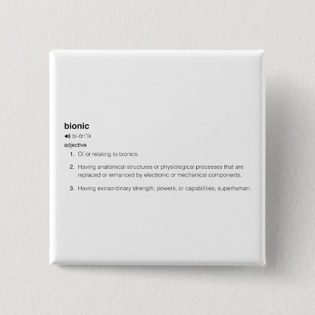 Bionic Definition in Black 15 Cm Square Badge (Front)