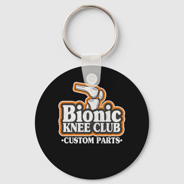 Bionic Knee Club Knee Replacement Surgery 70s Logo Key Ring (Front)
