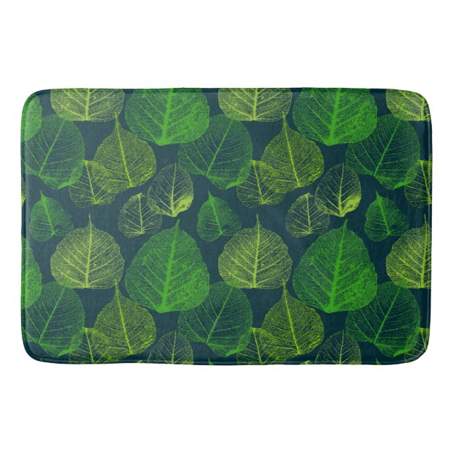 Biophilic Aesthetic Skeleton Leaves  Bath Mat (Front)
