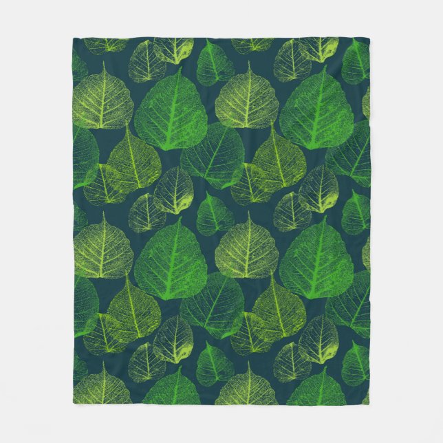Biophilic Aesthetic Skeleton Leaves  Fleece Blanket (Front)