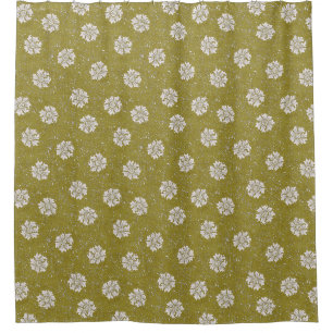 Biophilic green William Morris floral Marigold Shower Curtain