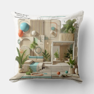 Biophilic Retro-Futurism: A Sustainable Design Fus Cushion