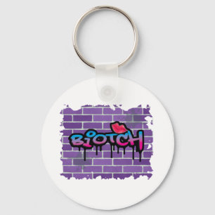 biotch graffiti design key ring