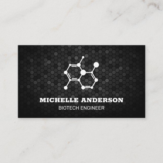 Biotech Molecule | Geometric Background Business Card (Front)