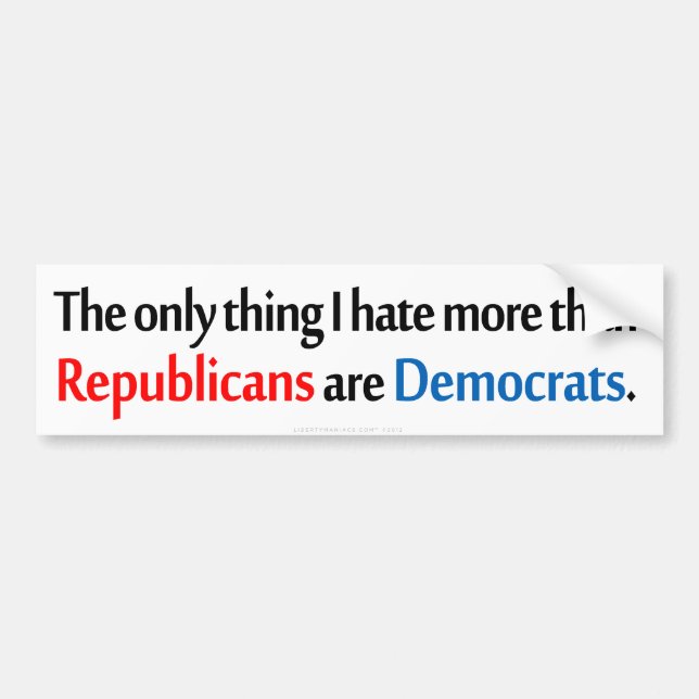 Bipartisan Hatred Bumper Sticker (Front)