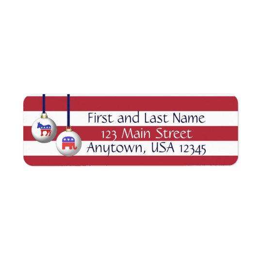 Bipartisan Red White and Blue Patriotic Christmas Return Address Label