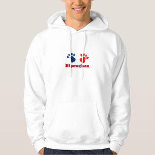 Bipawtisan Funny Dog Paws in Red Blue Politics Hoodie
