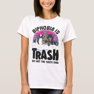 Biphobia Is Trash Opossum Racoon Bisexual Flag Bi T-Shirt