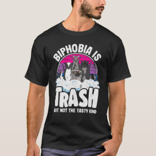 Biphobia Is Trash Opossum Racoon Bisexual Flag Bi T-Shirt
