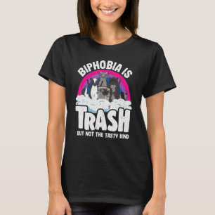 Biphobia Is Trash Opossum Racoon Bisexual Flag Bi T-Shirt