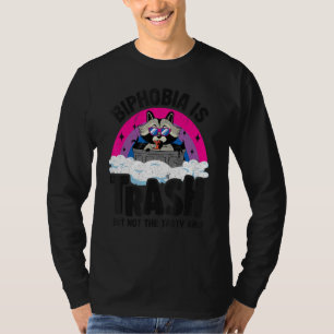Biphobia Is Trash Racoon Bisexual Pride Flag Bi P T-Shirt
