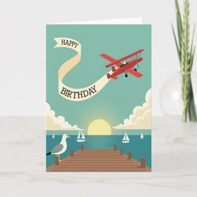 Biplane Birthday Card (Front)