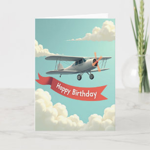 Biplane Sky Birthday Card