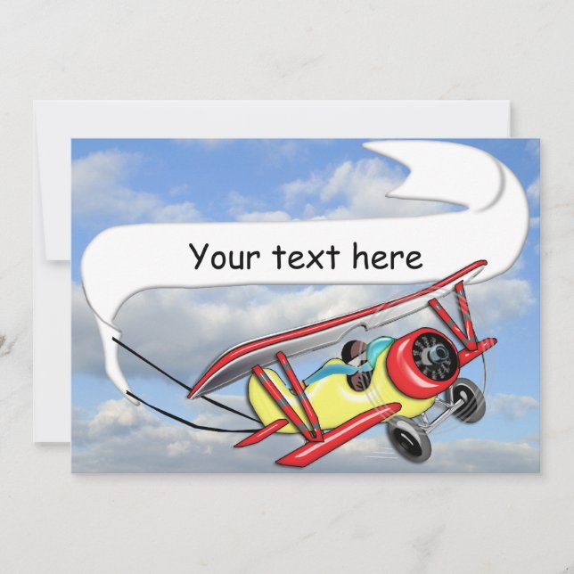 Biplane Towing Banner Customisable Invitation (Front)