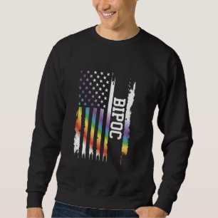 BIPOC United States Distressed Rainbow w US Flag Sweatshirt