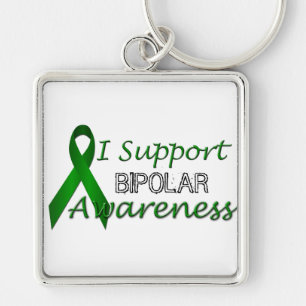 Bipolar Awareness Green Ribbon Premium Keychain
