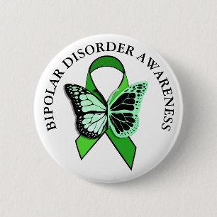 Bipolar Disorder Awareness Ribbon Button