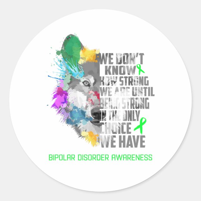Bipolar Disorder Awareness Ribbon Support Gifts Classic Round Sticker (Front)