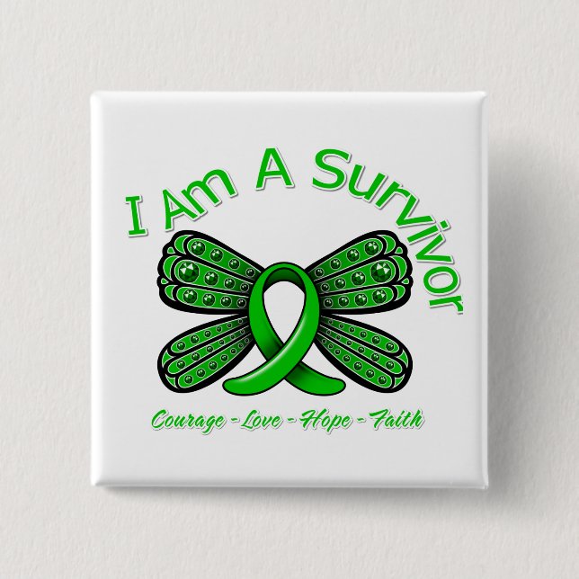 Bipolar Disorder Butterfly I Am A Survivor 15 Cm Square Badge (Front)