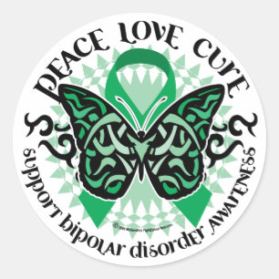 Bipolar Disorder Butterfly Tribal 2 Classic Round Sticker