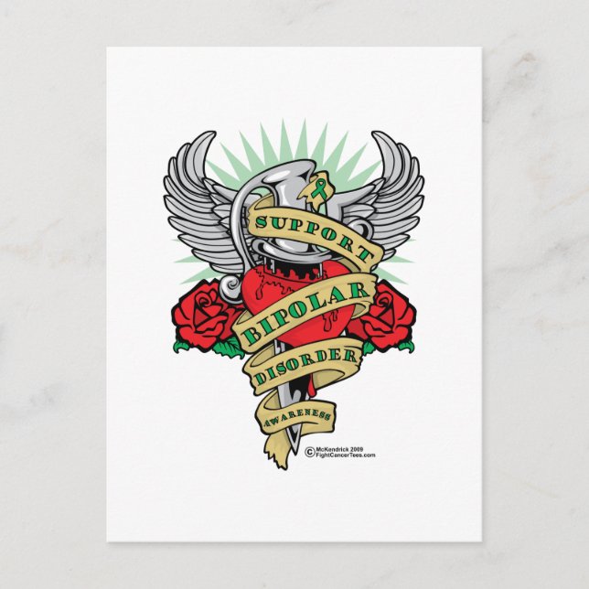 Bipolar Disorder Dagger Postcard (Front)