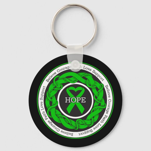 Bipolar Disorder Hope Intertwined Ribbon Key Ring (Front)
