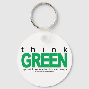 Bipolar Disorder THINK Green Key Ring