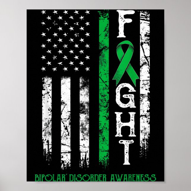 Bipolar Disorder Warrior Us Flag Poster (Front)
