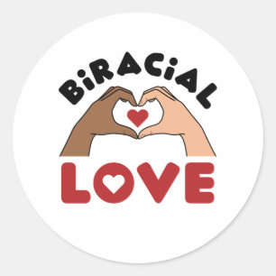 Biracial Love Mixed Race Couple Classic Round Sticker