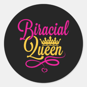Biracial Queen Mixed Race Women Girls Classic Round Sticker