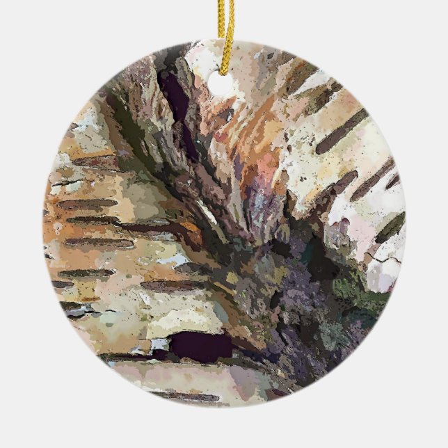 BIRCH BARK CERAMIC TREE DECORATION (Front)