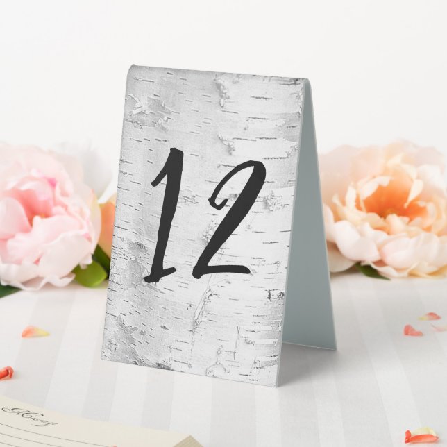Birch Bark Double Sided Standing Table Number Sign (In SItu (Wedding))