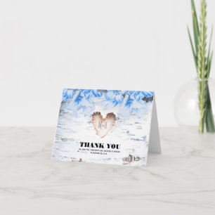 Birch Bark Heart Rustic Country Wedding Thank You Card