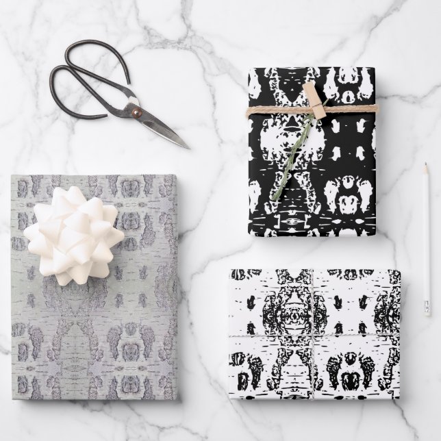 Birch Bark Large Pattern Wrapping Paper Sheet (Front)