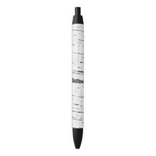 Birch bark pattern black ink pen