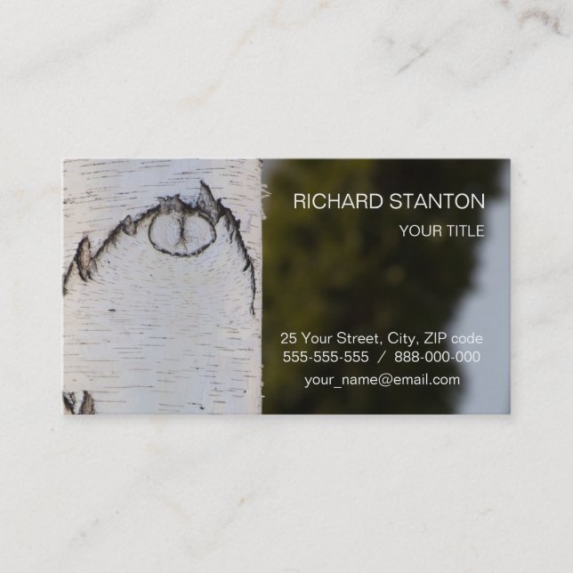 Birch bark pattern business card (Front)