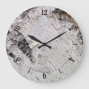 Birch bark pattern large clock