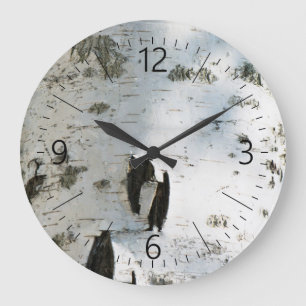 Birch bark pattern large clock