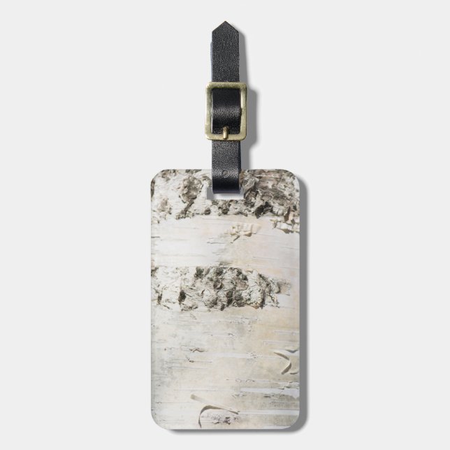 Birch bark pattern luggage tag (Front Vertical)