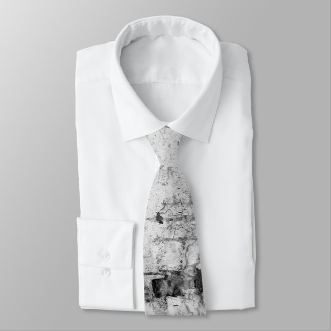 Birch bark pattern neck tie (Tied)